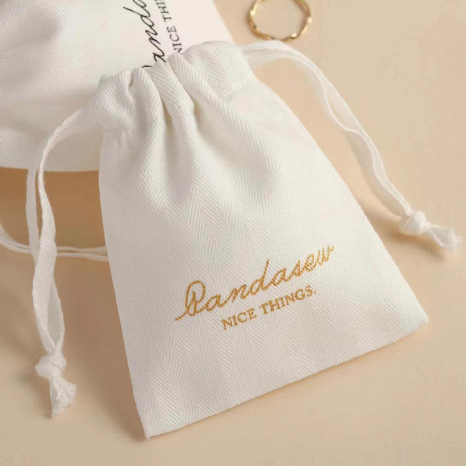 SSeeSY Custom logo Jewelry Cotton Drawstring Pouch Bags Bracelet Earrings Necklace Gift Packaging